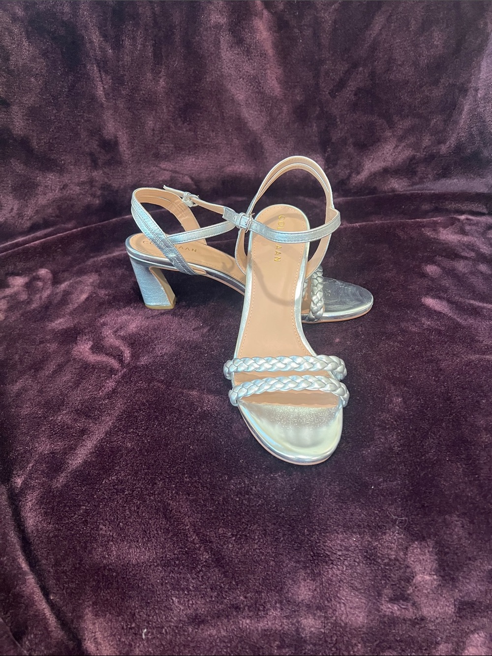 Cole Haan Silver Braided Strap Heel Sandals - Women